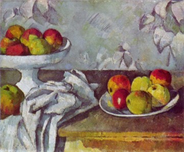  fruit Oil Painting - Still life with apples and fruit bowl Paul Cezanne